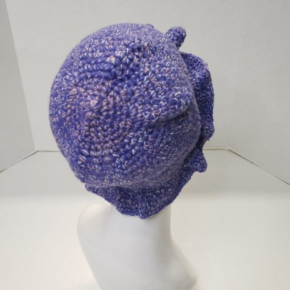 Women Purple Multicolor Crochet Handmade Wavy Cute Bucket Hat Beanie New - Picture 3 of 11